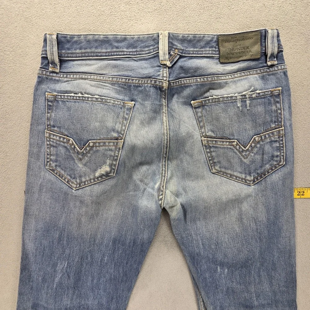 Diesel Jeans Mens 31x32 Blue Larkee-T Regular Tapered Button Fly Thunder 0075N